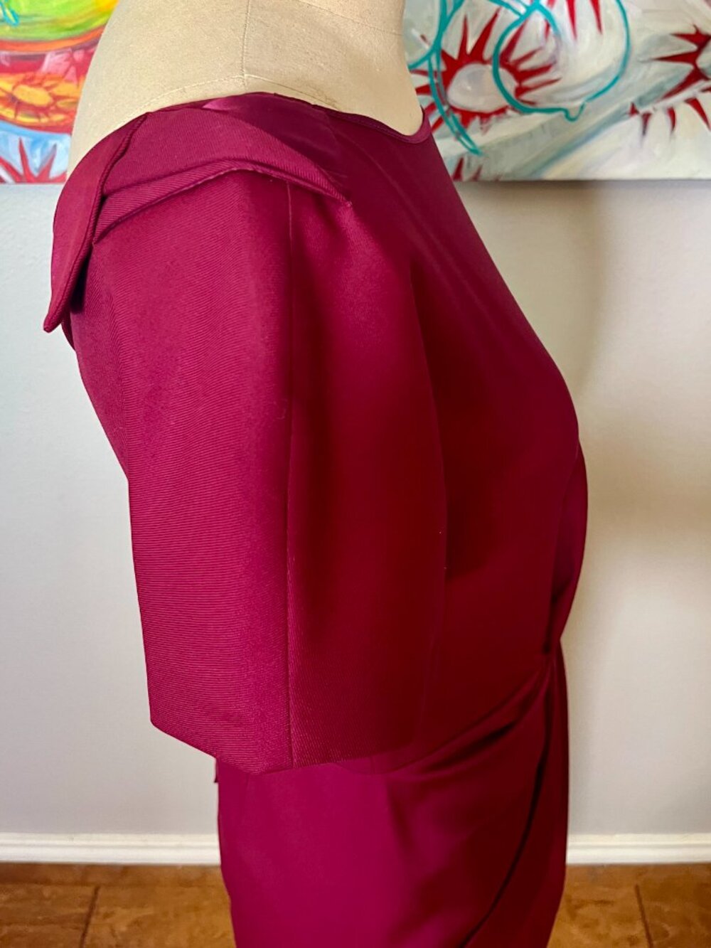 Rachel Roy Wool Runway Collection Berry Draped Wool Sheath Dress - Picture 10 of 15